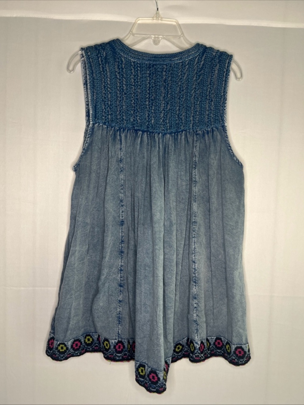 Rachel Zoe Washed Indigo Embroidered Sleeveless Tank - Picture 5 of 9